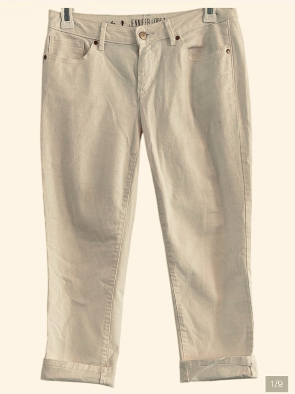 Jennifer Lopez Cream Cropped Ankle Jeans